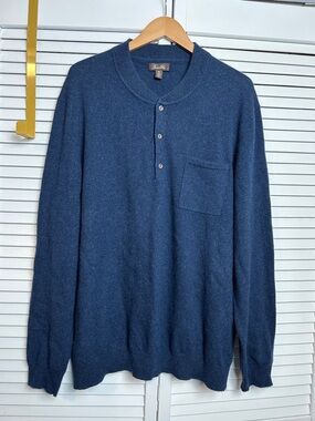 Tasso Elba Men’s Cashmere Henley Sweater; Size XXL Navy; (orig.$200)